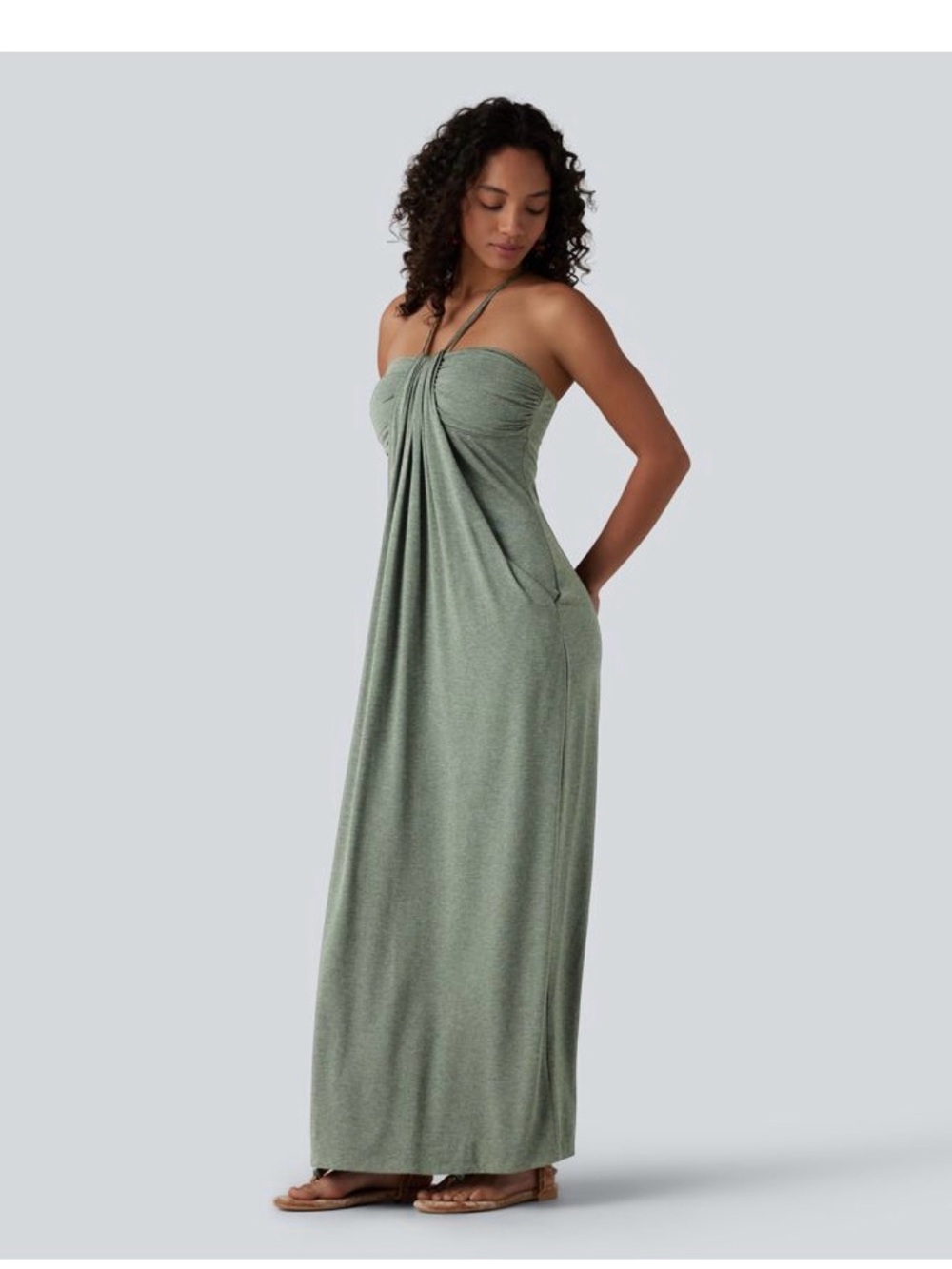 HALARA Olive Green Strapless Maxi Dress